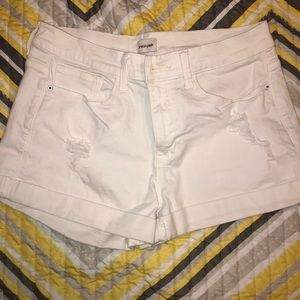 Distressed White Shorts